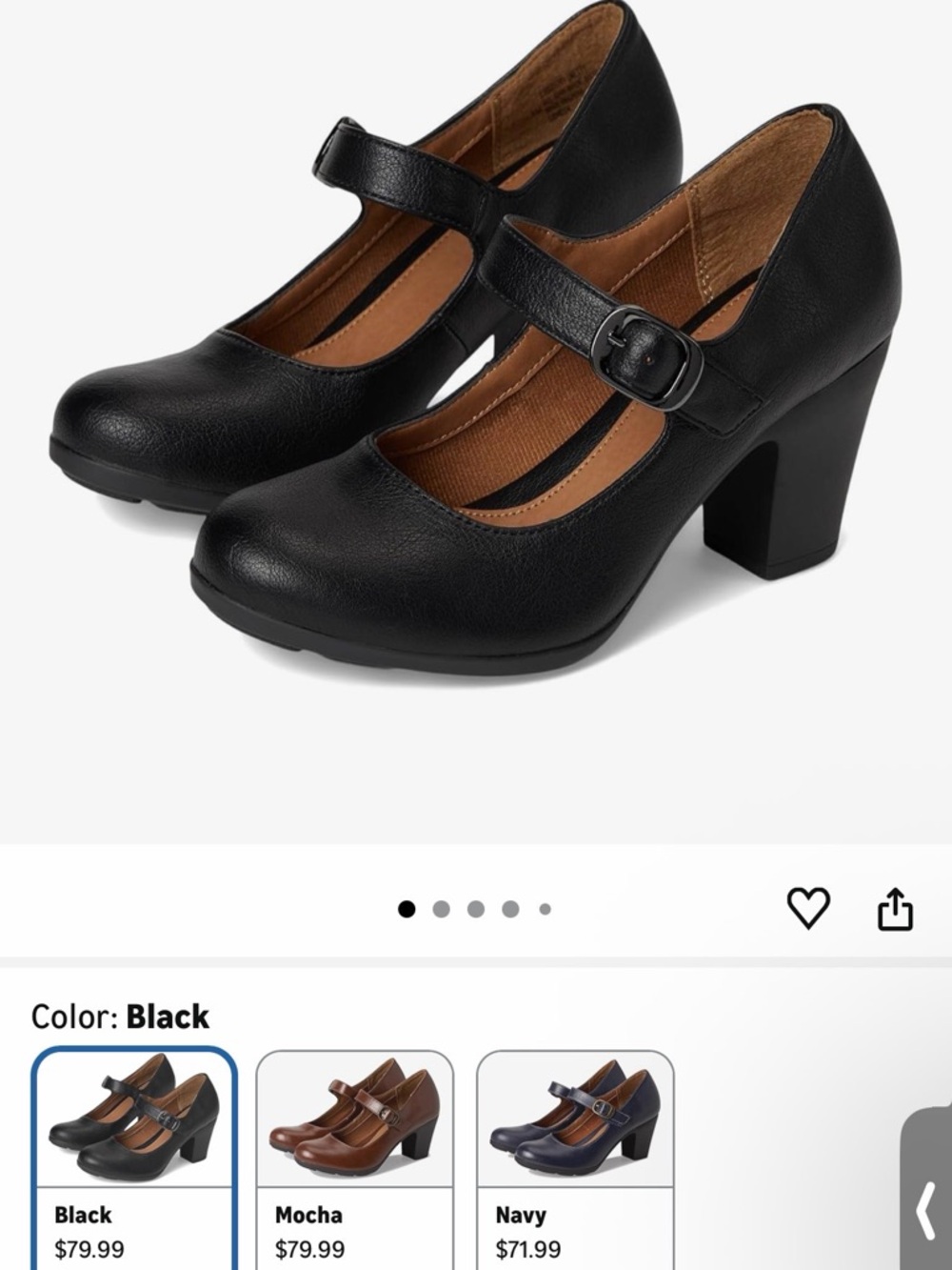 Sofft Black Leather Mary Jane heels size 7M like new